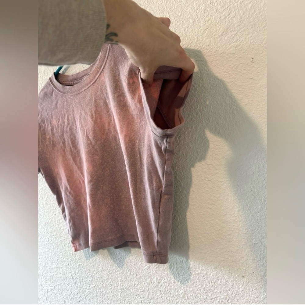 Hollister Medium Bleach Dyed Cropped Tee Pink Brown Custom - Picture 3 of 7